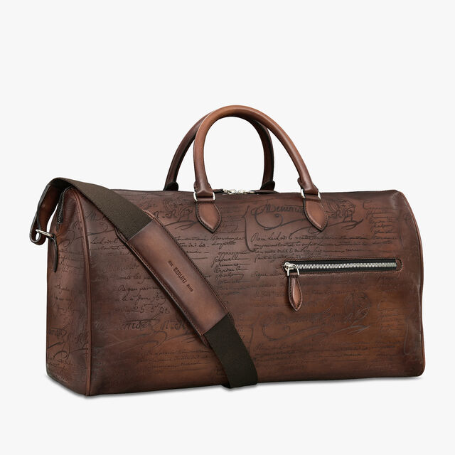 Jour Off Medium Scritto Leather Travel Bag, CACAO INTENSO, hi-res 2