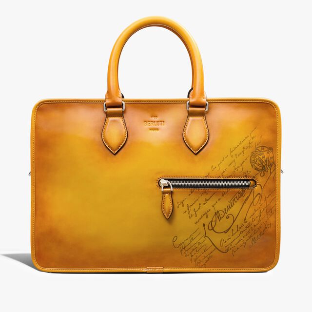 Un Jour Mini Scritto Leather Briefcase, MIMOSA, hi-res 1