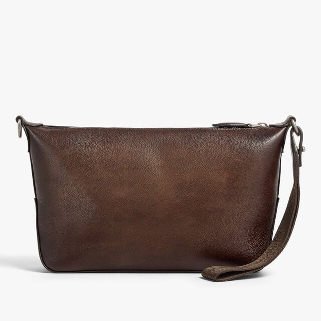 Toujours Soft Zipped Pouch In Scritto Leather, SOFT BROWN, hi-res 3
