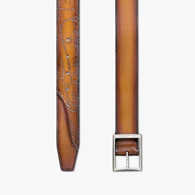 Classic Scritto Leather 35 mm Belt, ICE GOLD, hi-res 2