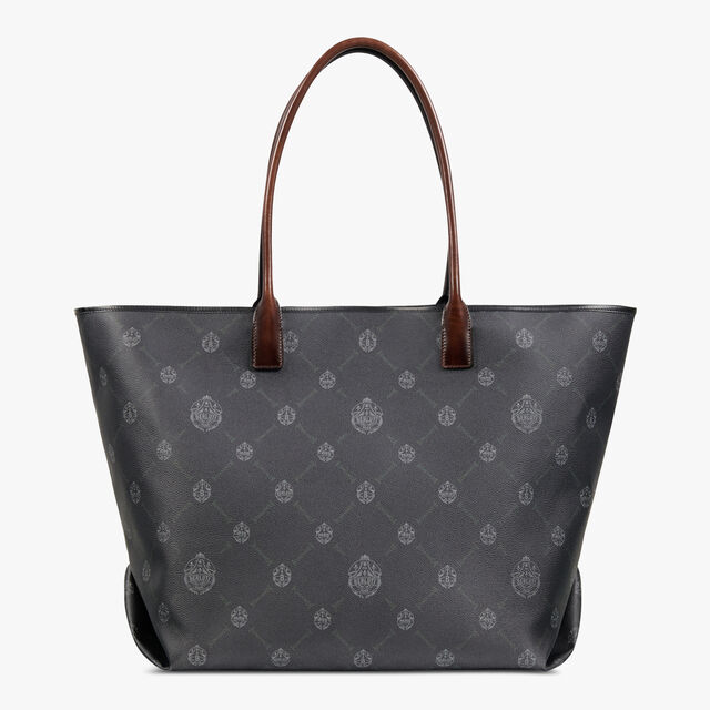 Whopping Canvas And Leather Tote Bag, BLACK + TDM INTENSO, hi-res