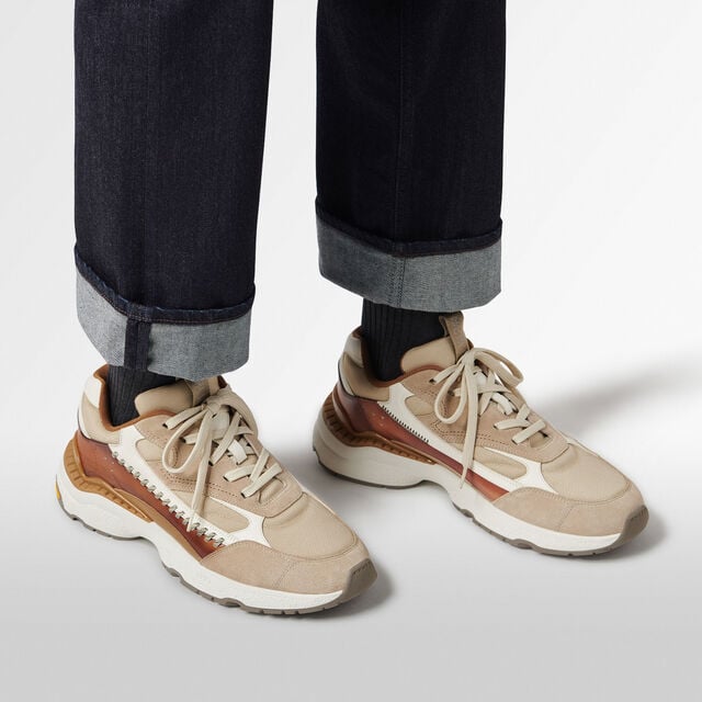 Skyrunning Leather And Nylon Sneaker, DUNE, hi-res 8