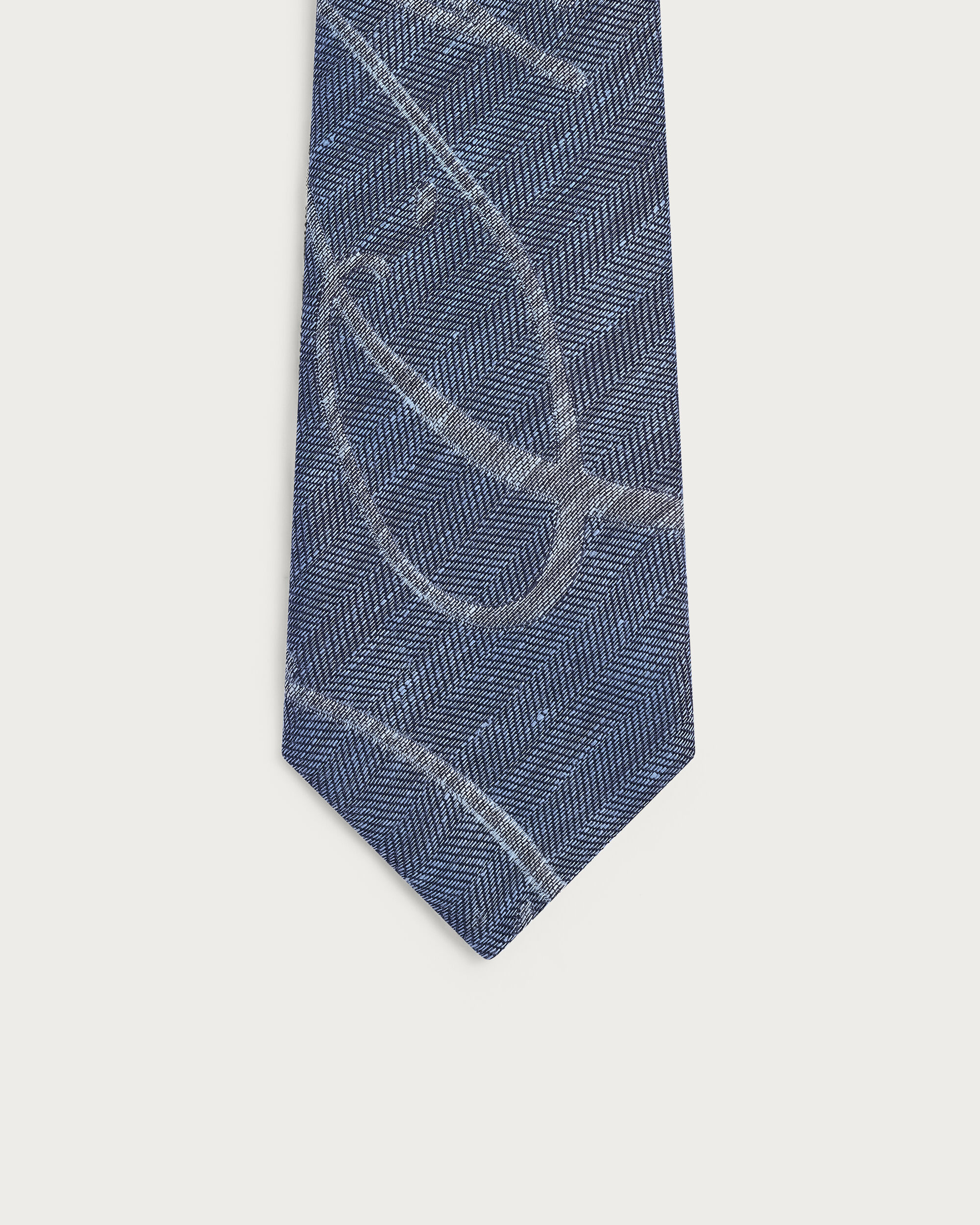 Cravate &agrave; Chevrons Motif Scritto, Steel Blue, hi-res