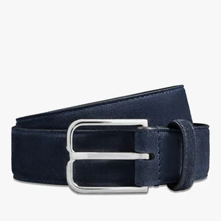 Essence Camoscio Leather 35 mm Belt, NAVY, hi-res