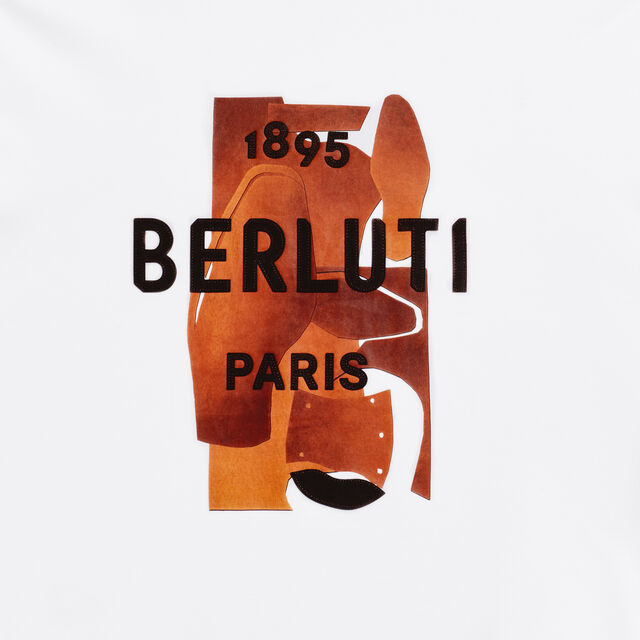 Berluti Artwork T-shirt, OPTIC WHITE/ CHESTNUT BROWN, hi-res 5