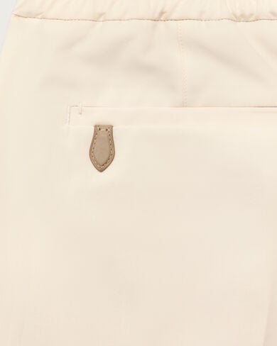 Relaxed Trousers with Leather Detail, Butter Cream, hi-res