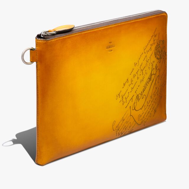 Nino GM Scritto Leather Clutch, MIMOSA, hi-res 5