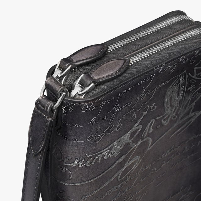 Tali Scritto Leather Long Zipped Wallet, NERO GRIGIO + SILVER, hi-res 4