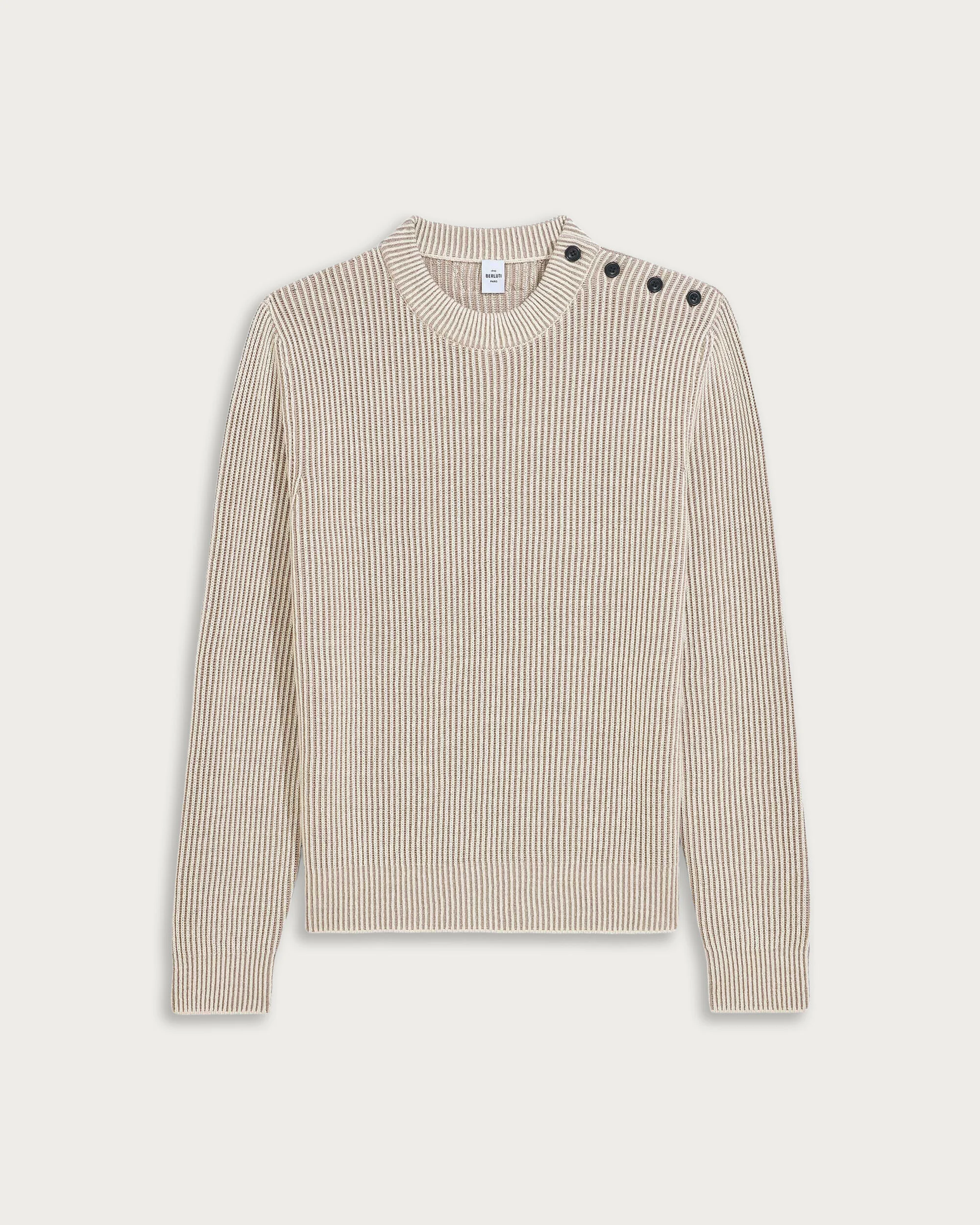 Contrasted Ribbed Crewneck, Sand Taupe, hi-res