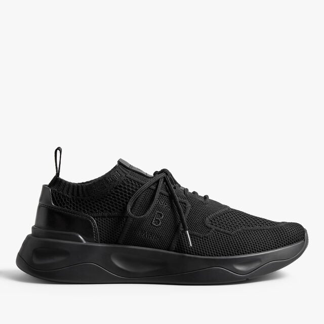 Shadow Knit And Leather Sneaker, JET BLACK, hi-res 1