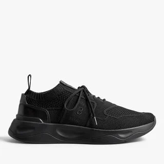 Shadow Knit And Leather Sneaker, JET BLACK, hi-res