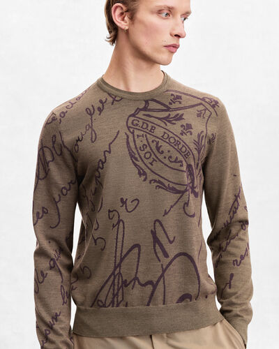 Scritto Pattern Crewneck, Bronze Melange, hi-res