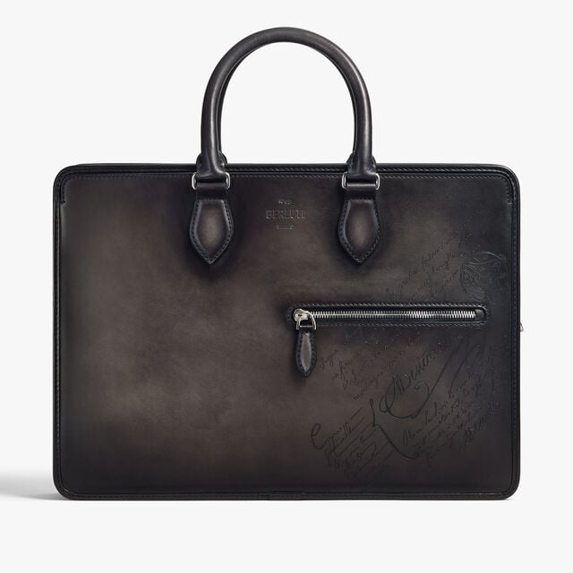 Un Jour Scritto Leather Briefcase, NERO GRIGIO, hi-res 1