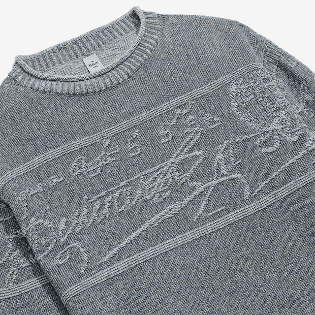 Jumper With Textured  Jacquard Scritto, HALFTONE BLUE , hi-res 7