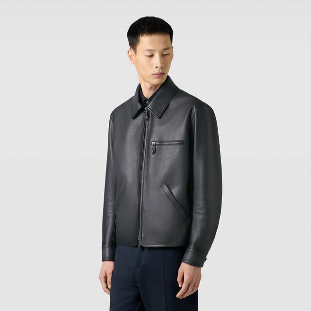 Blouson 1 Jour en Cuir Patiné, BLACK SHADE, hi-res 3