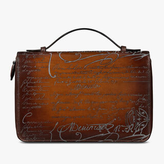 Itauba Wide Scritto Leather Long Zipped Wallet, CACAO INTENSO + SILVER, hi-res