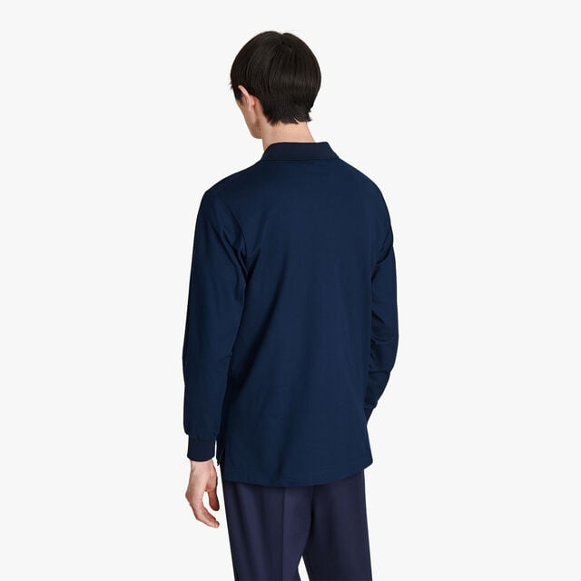 Long Sleeves Polo Shirt With Leather Tag, ATLANTIC BLUE, hi-res 3