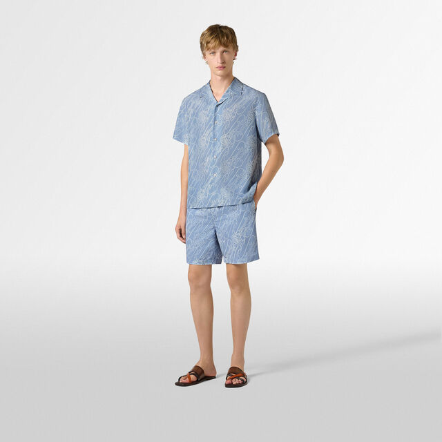 Marbeuf Scritto Short Sleeved Shirt, CORNFLOWER BLUE SCRITTO, hi-res 4