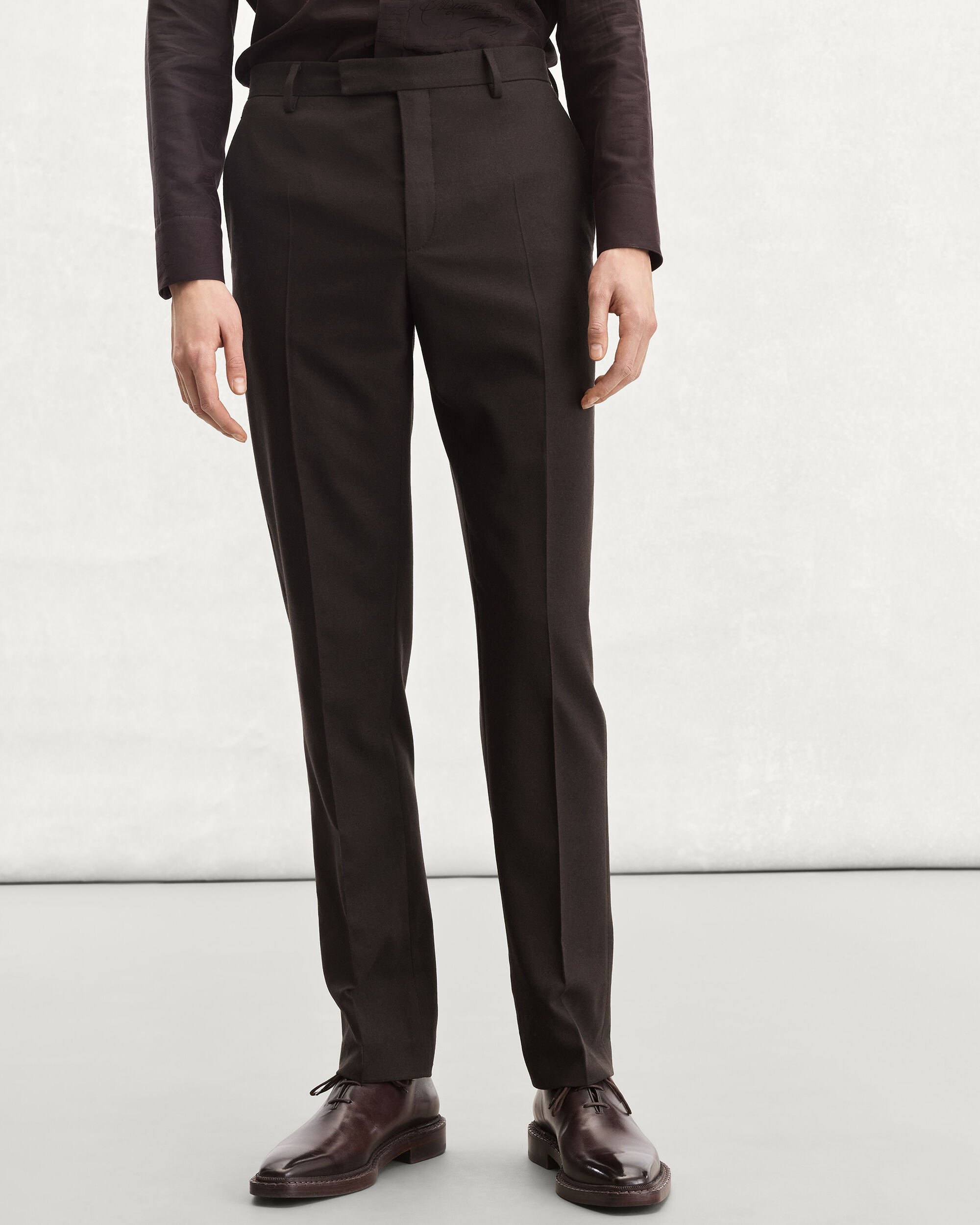 Alessandro Trousers with Leather Detail, Earth Brown, hi-res