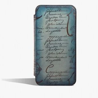 Étui Iphone 15 Pro Max Folio En Cuir Scritto, STONE DENIM, hi-res