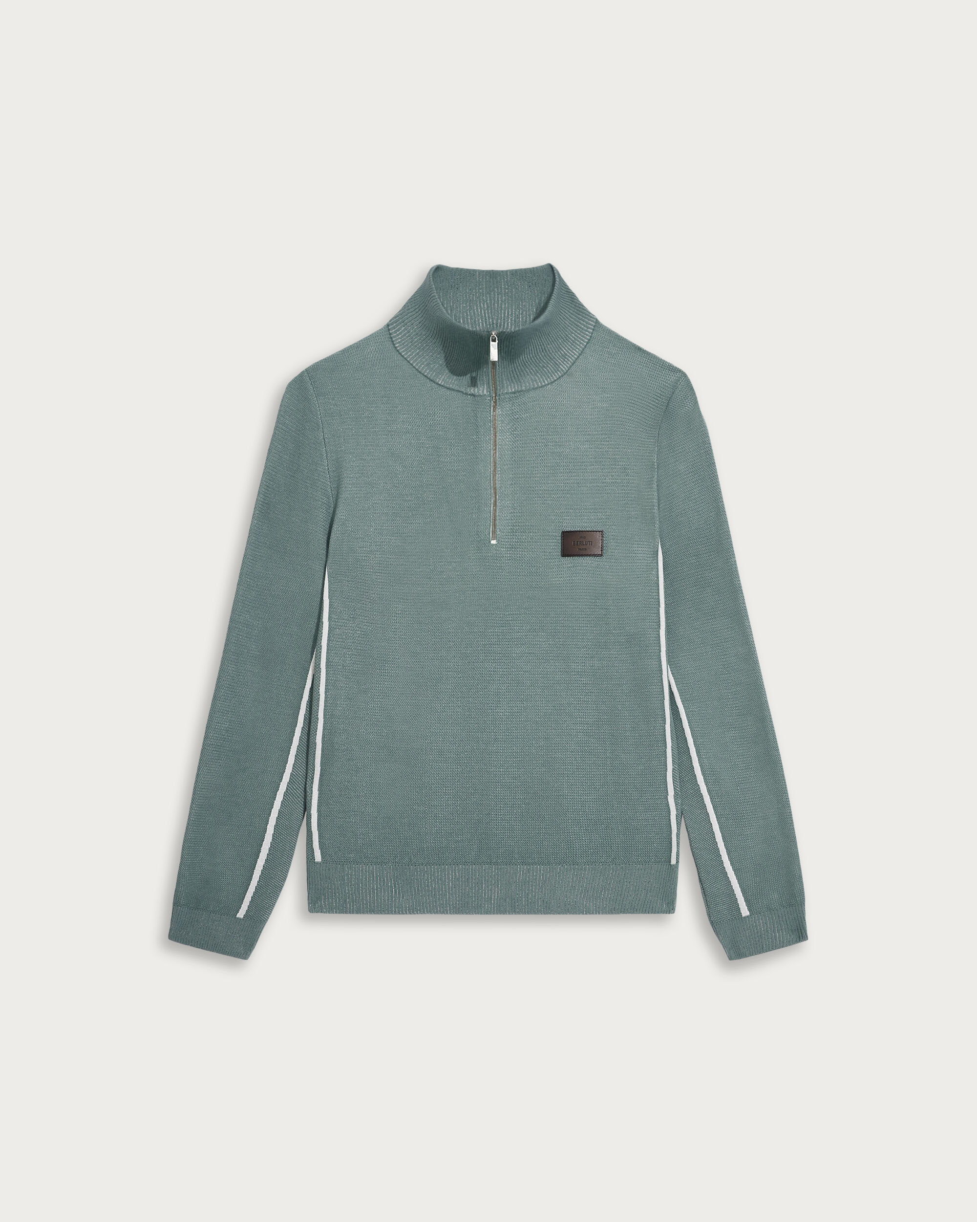 Shadow Half-Zip with Leather Details, Prasin Green, hi-res