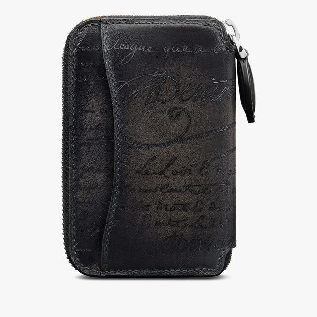 Koto Scritto Leather Zipped Key Holder, NERO GRIGIO, hi-res 2