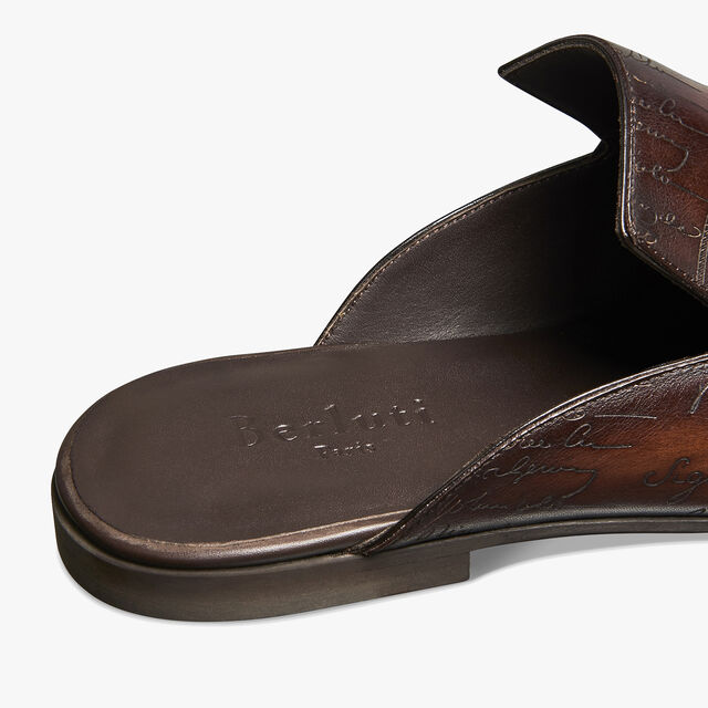 Cyrus Scritto Leather Slipper, TABACCO, hi-res 4