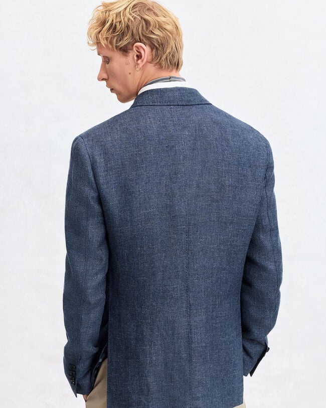 Marcello Jacket with Leather Details, Soladite Blue, hi-res