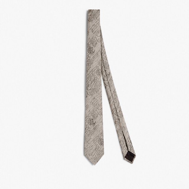Chevron Scritto Tie, PEBBLE BEIGE, hi-res 1