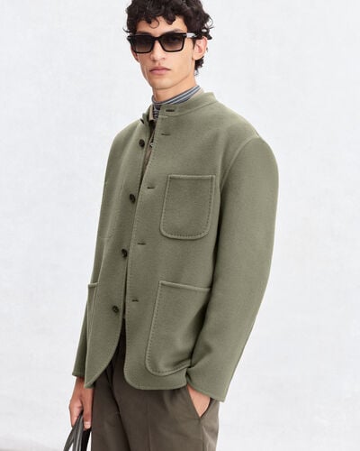 Double Face Foresti&egrave;re Jacket with inside Scritto pattern, Kaki & Internal Giant Scritto, hi-res