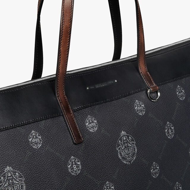 City Break Canvas and Leather Tote Bag, BLACK + TDM INTENSO, hi-res