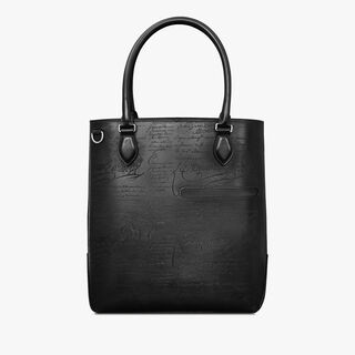 Toujours Vertical Scritto Leather Tote Bag, NERO GRIGIO, hi-res