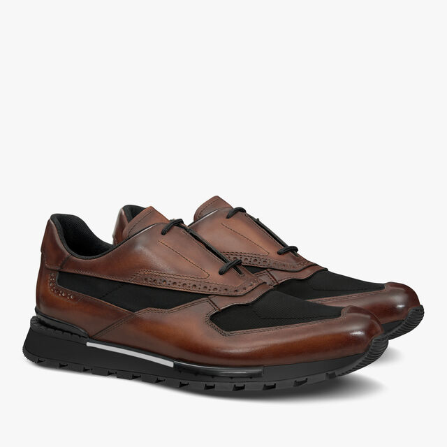 Fast Track Leather And Nylon Sneaker, CACAO INTENSO, hi-res 2