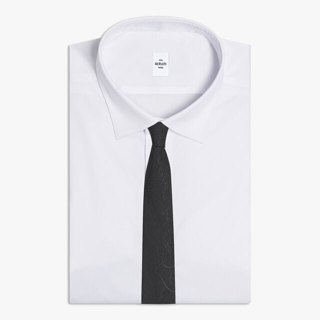 Jacquard Scritto Silk Tie, NOIR, hi-res 2