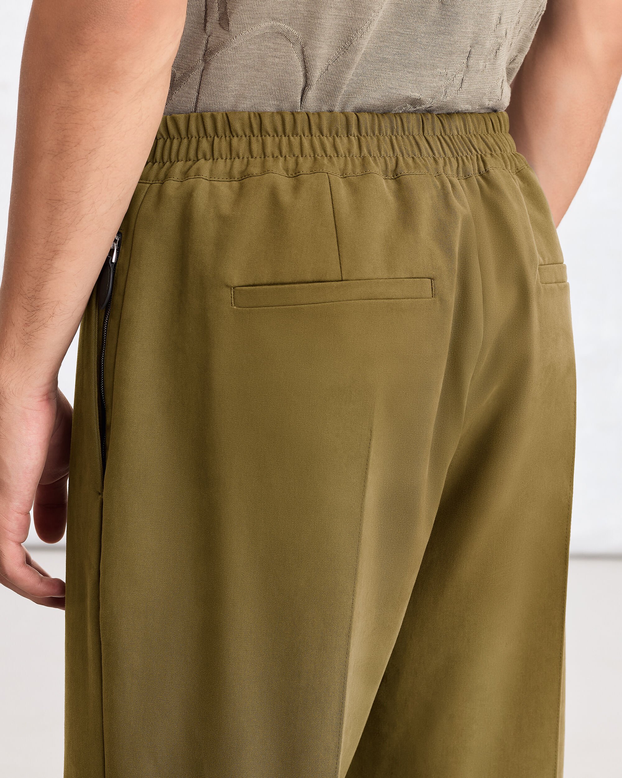 Alessio Trousers with Leather Zip-puller, Olive, hi-res