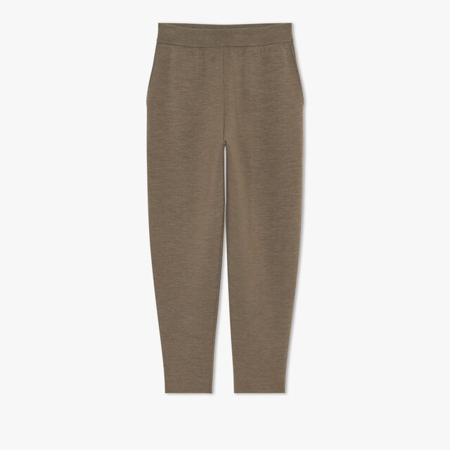 Wool Double Face Scritto Trousers, MILKY BROWN, hi-res 1