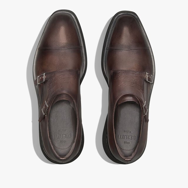 Alessio Scritto Leather Double Monk, SOFT BROWN, hi-res 3