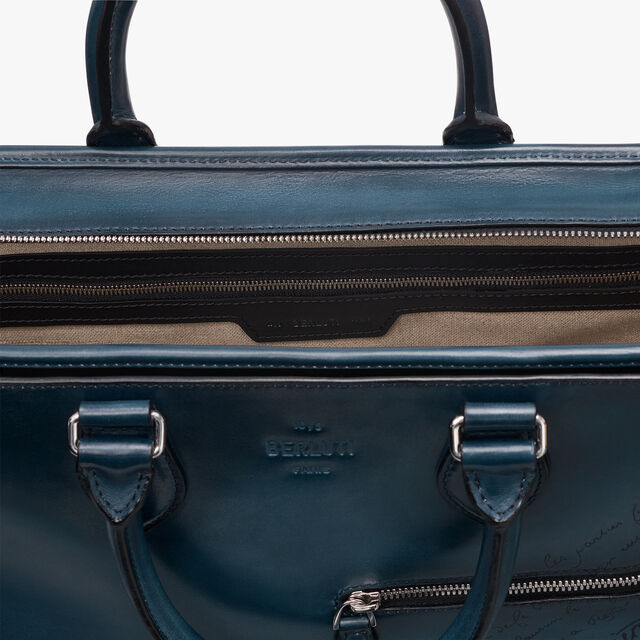 Un Jour Scritto Leather Briefcase, STEEL BLUE, hi-res 7