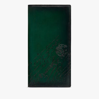Santal Scritto Leather Long Wallet, BEETLE GREEN, hi-res