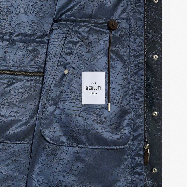 Long Packable Scritto Nylon Parka, WASHED INDIGO, hi-res 5