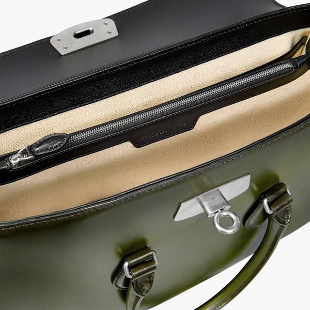 E'mio Horn and Leather Briefcase, NERO CAVIAR, hi-res 7