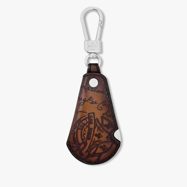 Shoehorn Scritto Leather Rotative Key Ring, CACAO INTENSO, hi-res 1