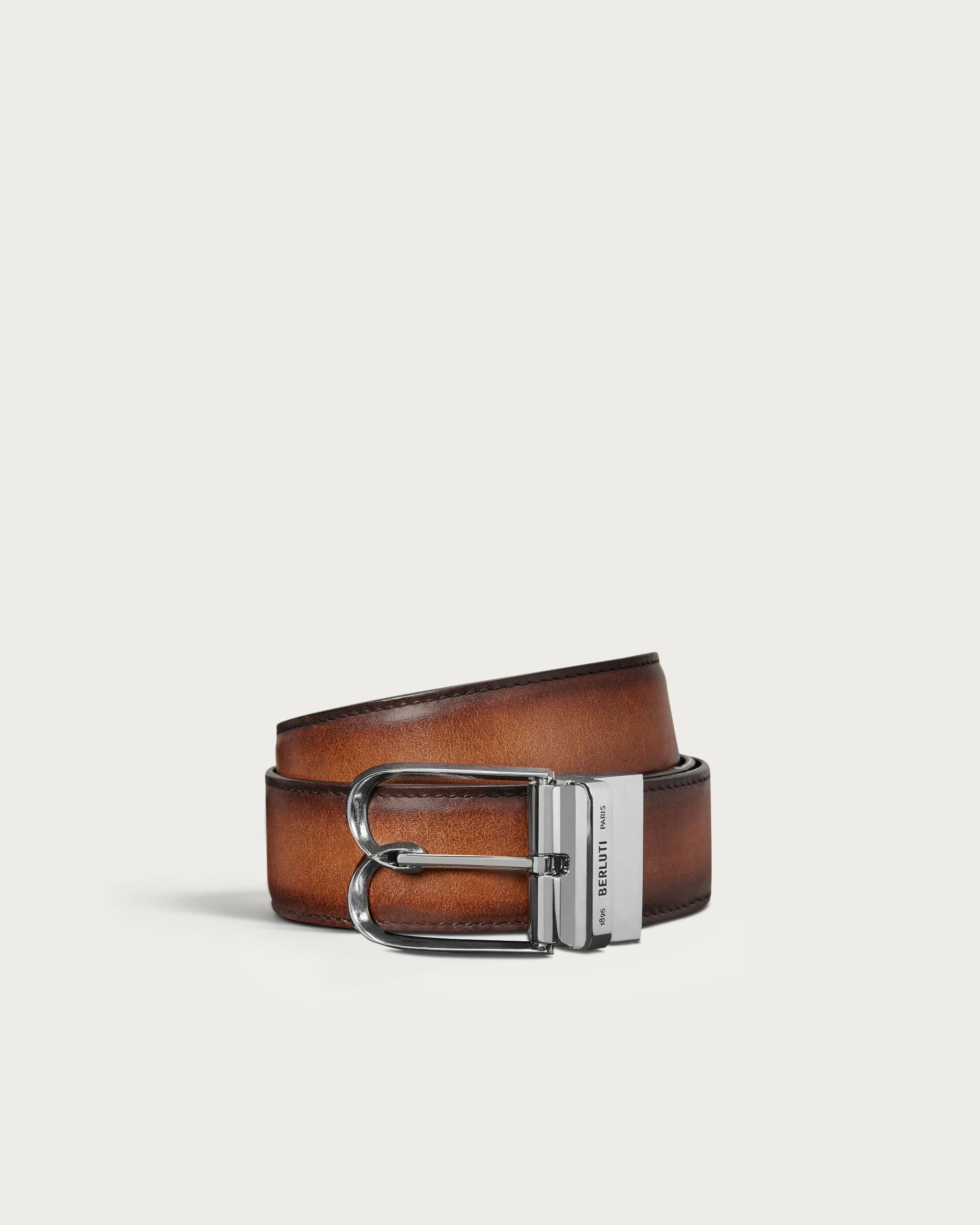 B Volute Reversible Belt, Mogano & Nero Grigio, hi-res