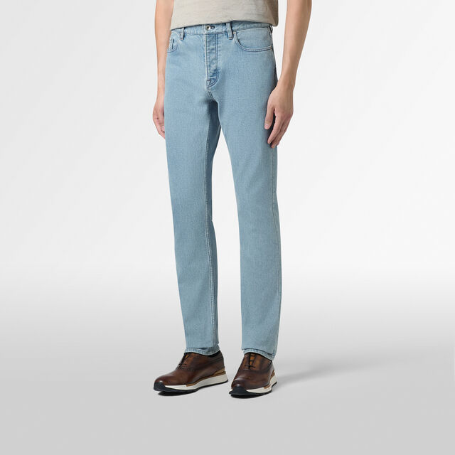 スリムフィット デニムパンツ, LIGHT BLUE, hi-res 2