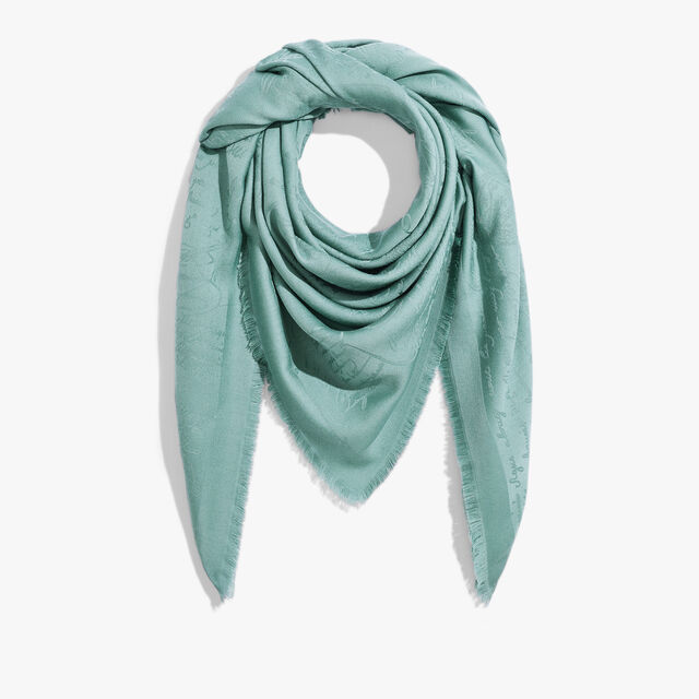 Wool & Silk Scritto Scarf, CELADON, hi-res 1