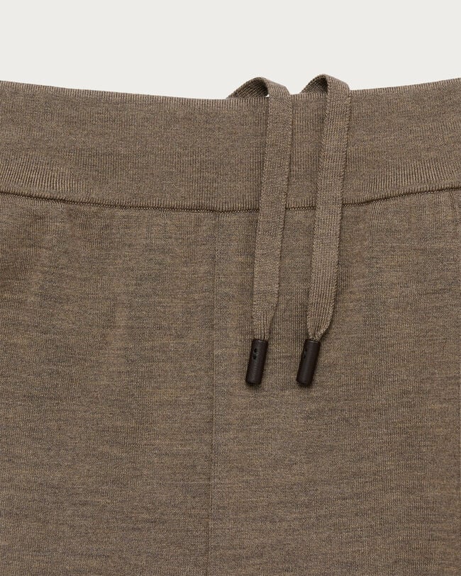 Knitted Pants with Leather Detail, Bronze Melange, hi-res