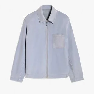 Suede Overshirt, PALE BLUE, hi-res