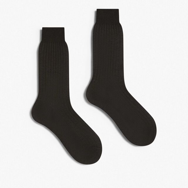Cotton Ribbed Socks, FOREST GREEN, hi-res 2