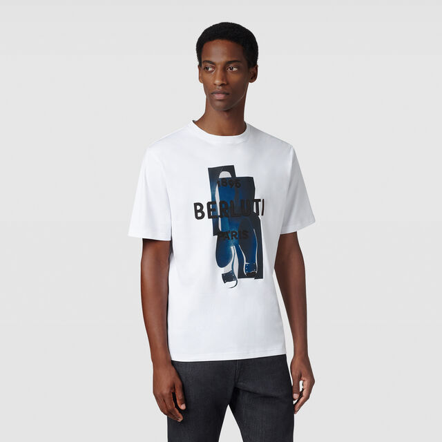 T-shirt Berluti Artwork, OPTIC WHITE/ MARINE, hi-res 2