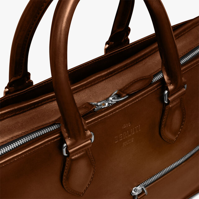 Un Jour Small Leather Briefcase, CACAO INTENSO, hi-res 5